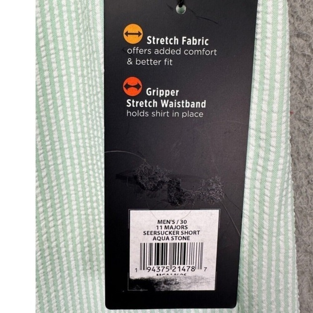 Walter Hagen Shorts Men 30 Aqua Striped Seersucker Performance Stretch NEW